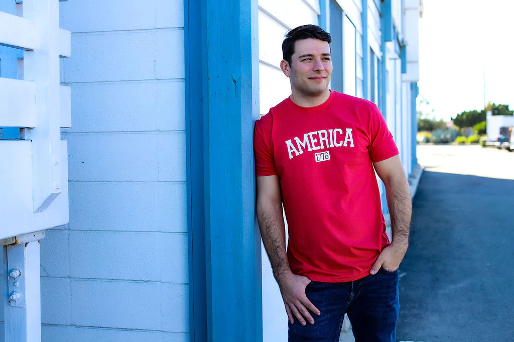 America Est. 1776 Patriotic T-Shirt - Red - Image 3