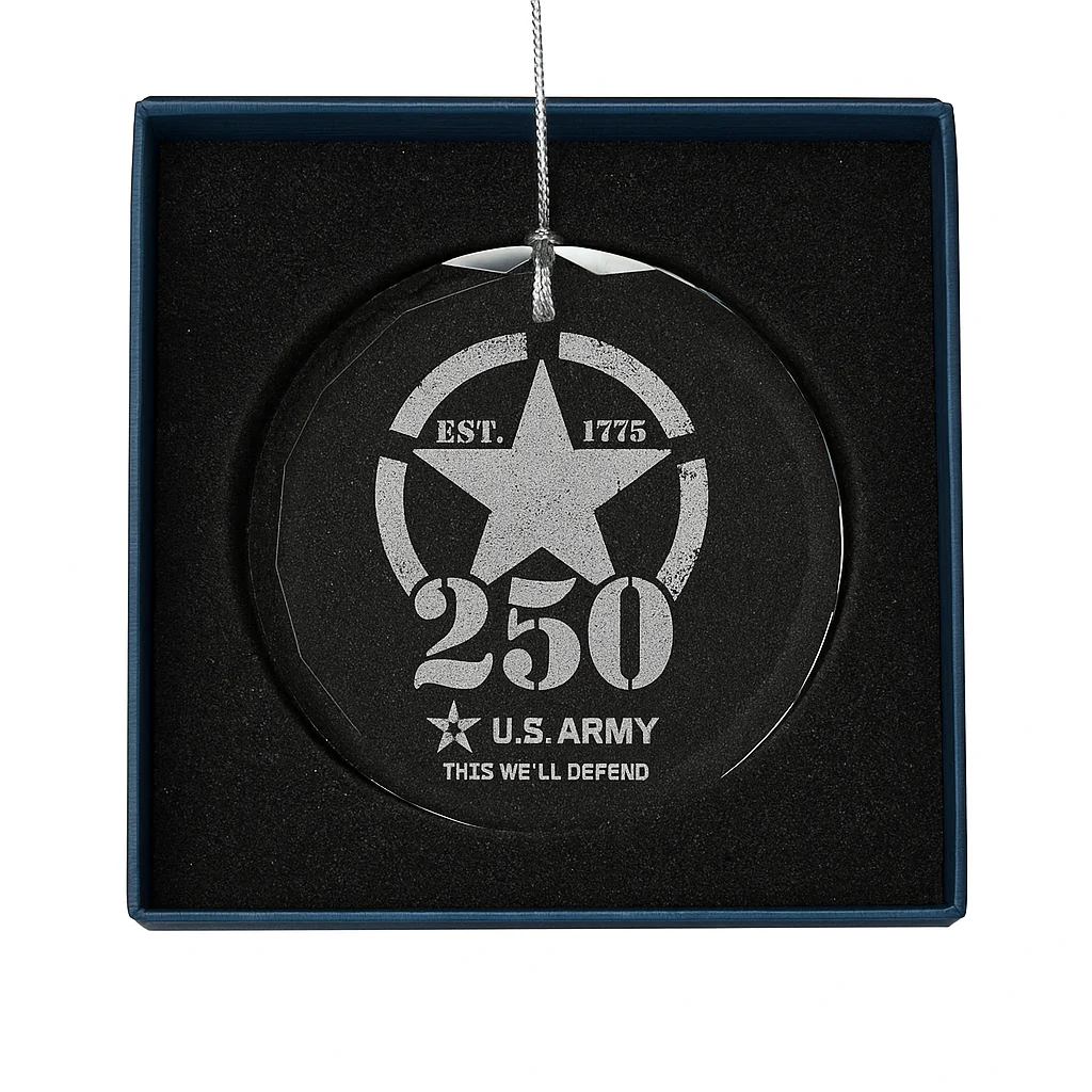 Army 250th Birthday Glass Ornament - Image 3