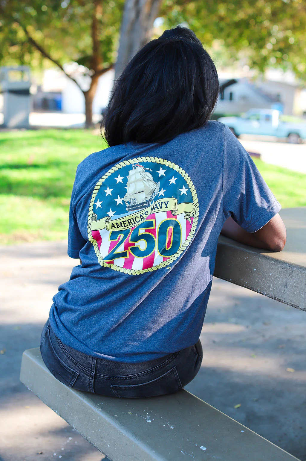 Navy 250th Birthday T-Shirt (Heather Navy) - Image 4