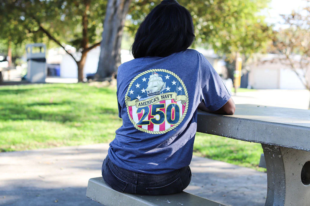 Navy 250th Birthday T-Shirt (Heather Navy) - Image 5