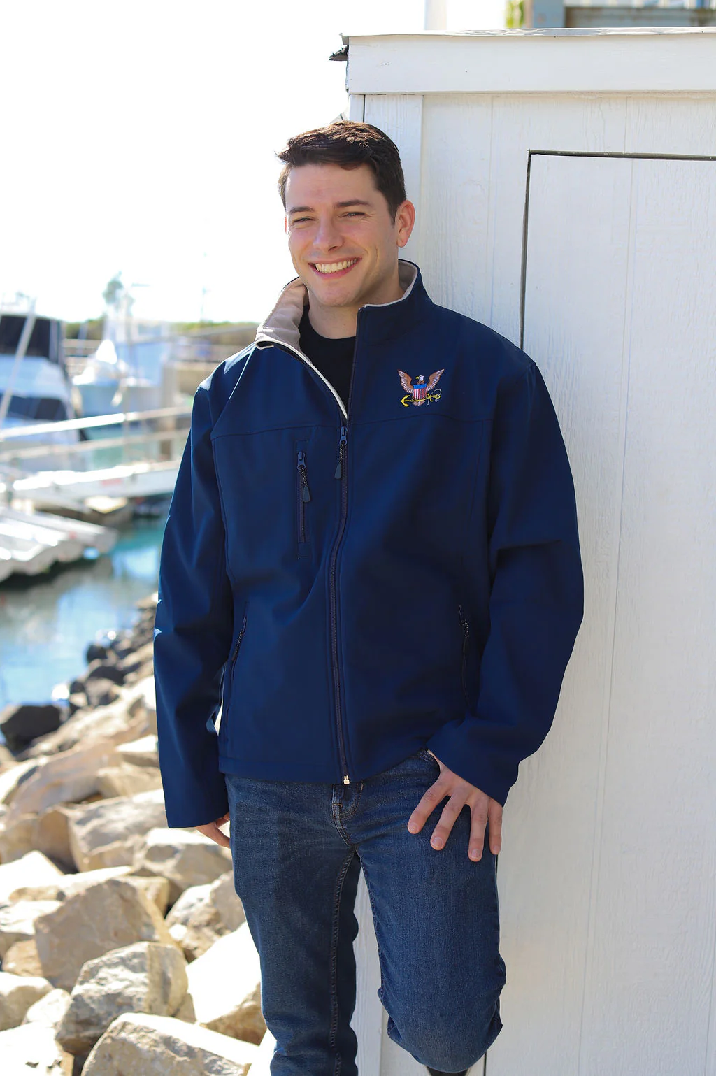 Navy Soft Shell Zip Jacket (Navy) - Image 3