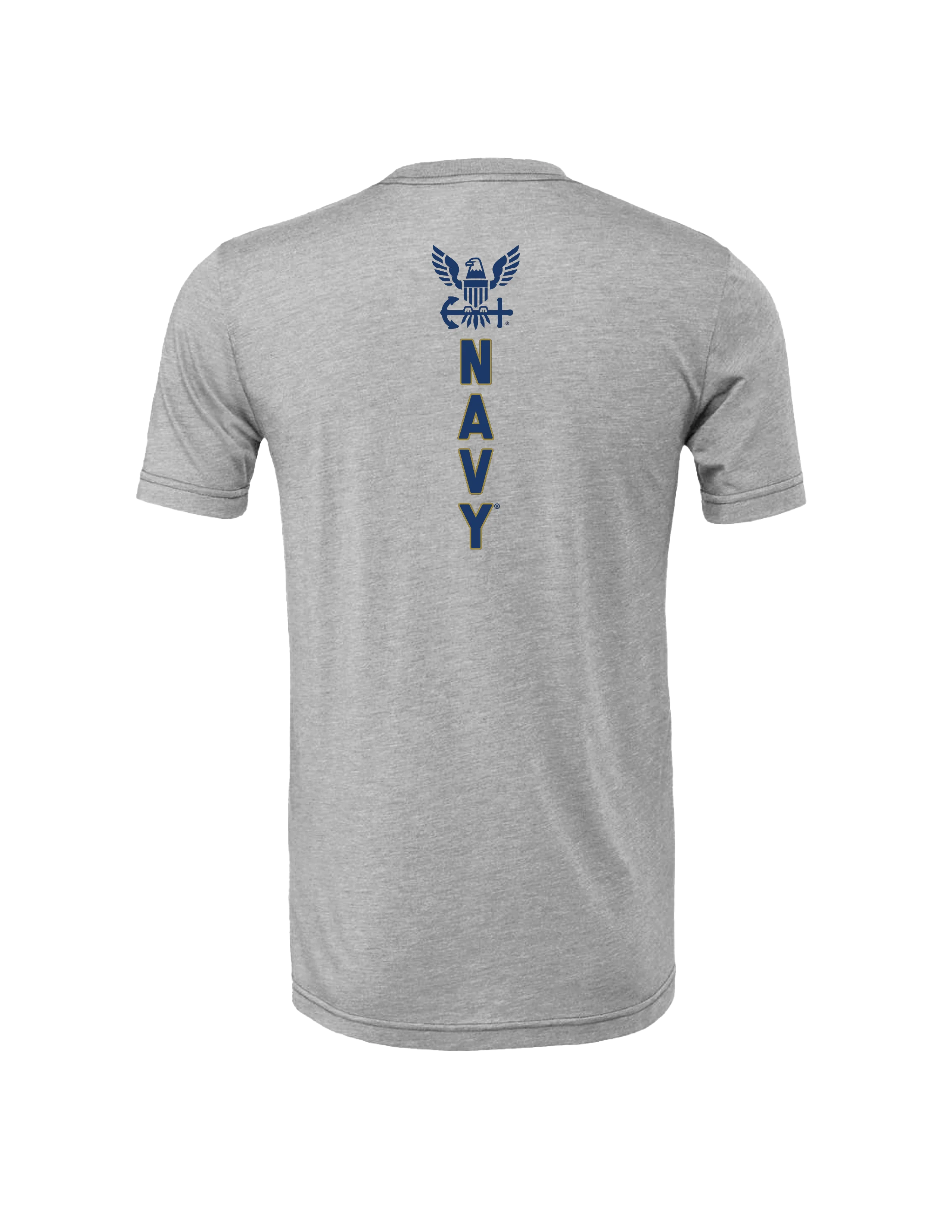 Navy Vertical Logo T-Shirt (Athletic Heather) - Image 3
