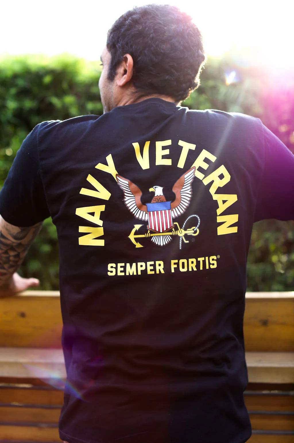 Navy Veteran T-Shirt (Black Heather) - Image 5
