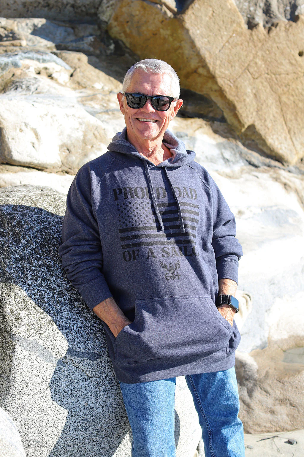 Proud Dad of a Sailor Navy Premium Hoodie (Midnight Navy) - Image 3