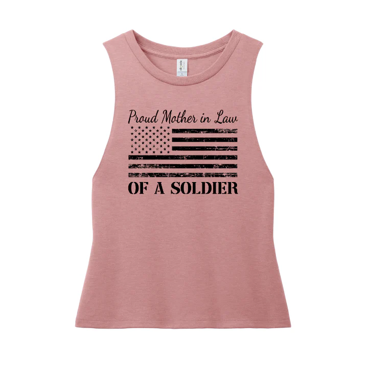 Proud Mother-in-law of a Soldier Muscle Tank (Vintage Rose)