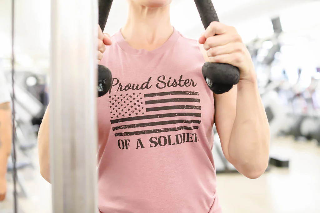 Proud Sister of a Soldier Muscle Tank (Vintage Rose) - Image 3