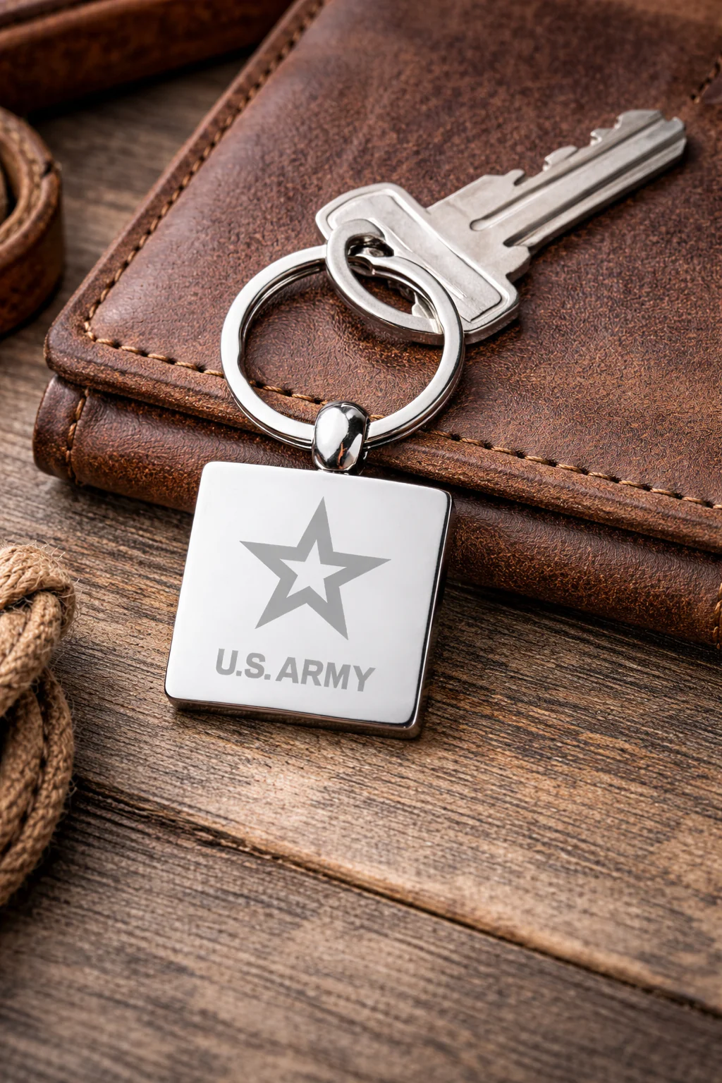 U.S. Army Laser Engraved Metal Keychain - Silver