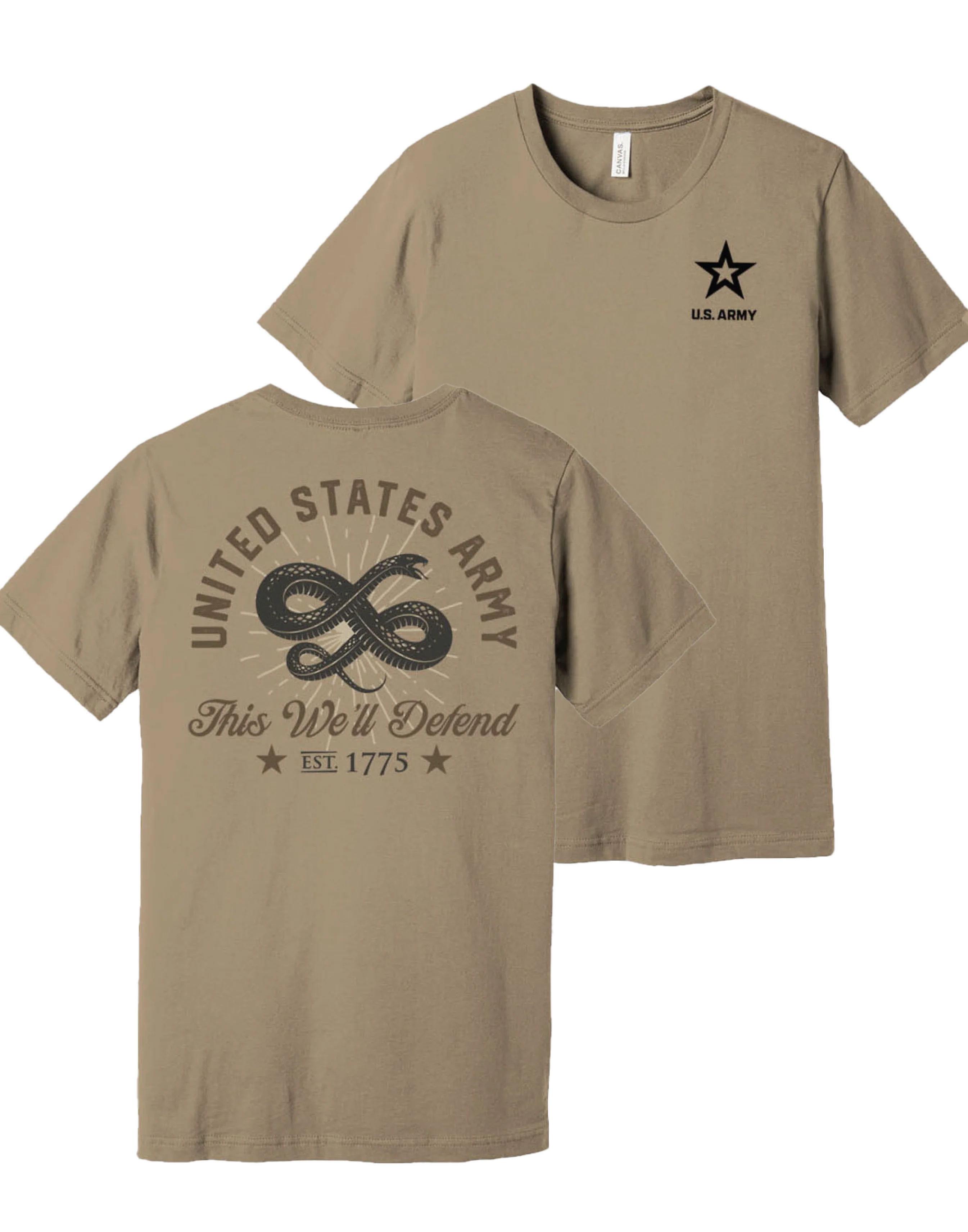 U.S. Army Snake This We'll Defend T-Shirt (Coyote Brown)