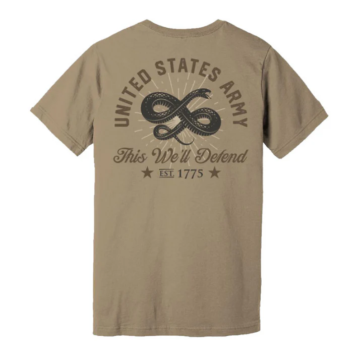 U.S. Army Snake This We'll Defend T-Shirt (Coyote Brown) - Image 2