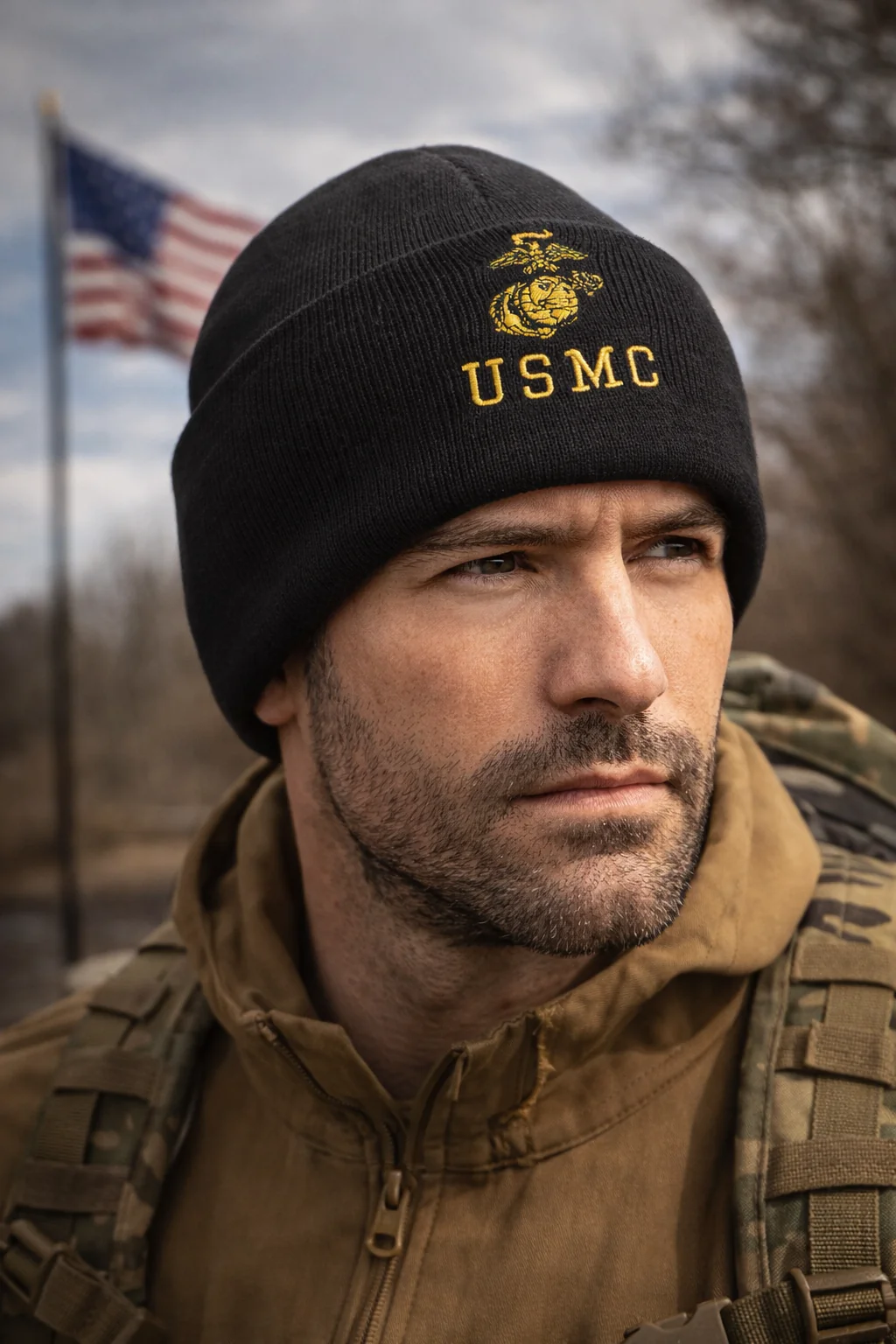 US Marine Corps Eagle, Globe & Anchor Beanie - Black - Image 3